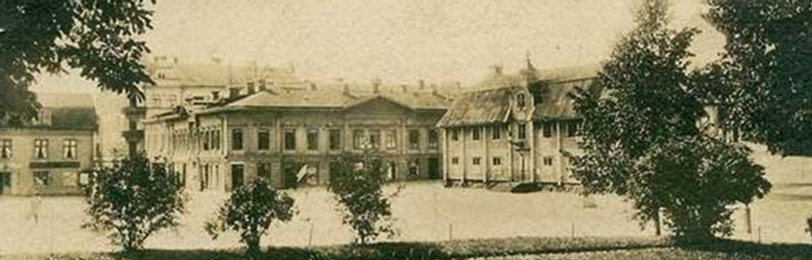 Historisk bild av en gammal byggnad