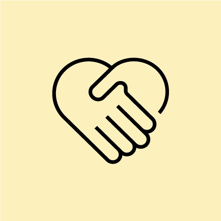 Ikon som illustrerar två händer som formar ett hjärta.