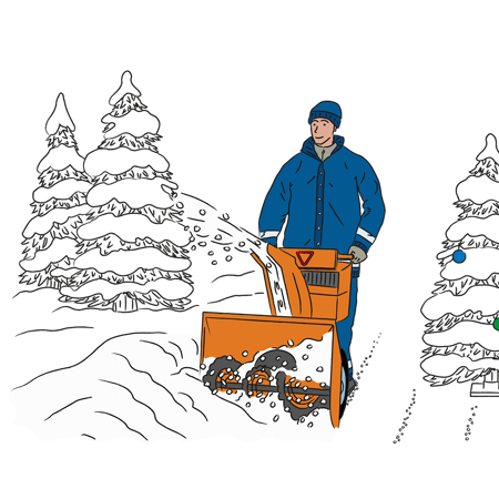 Illustration av en man som röjer snö