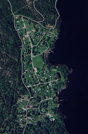 En flygbild av ett grönområde med träd