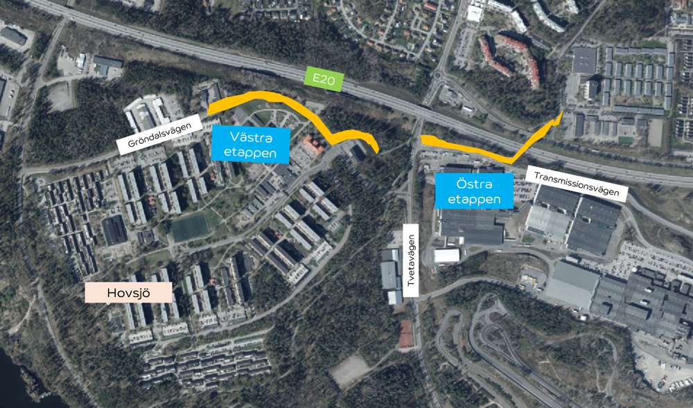 En karta över en stad med många byggnader.